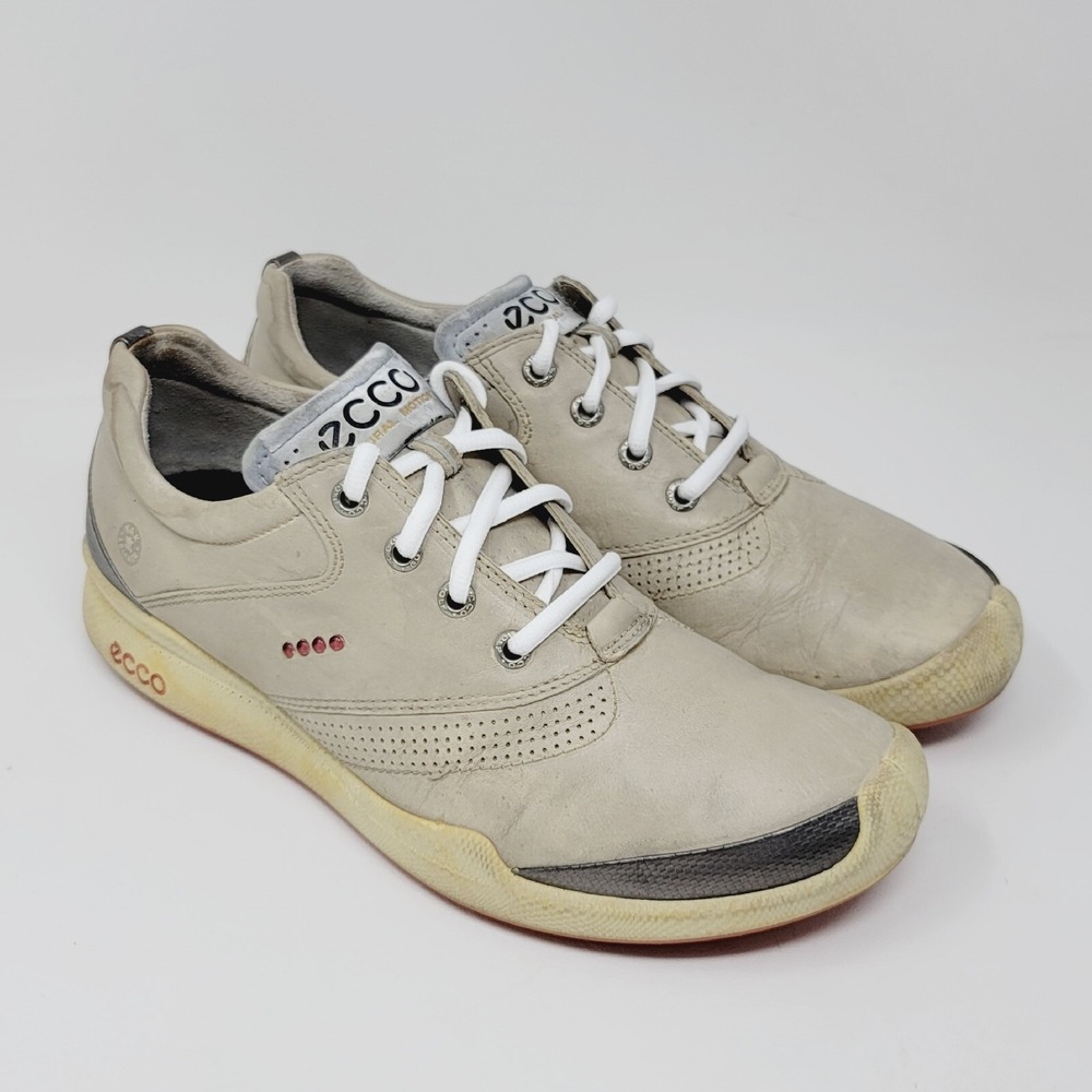 Ecco Womens Golf Shoes Sz 9 Biom Yak Leather Hydromax Beige  Sneakers